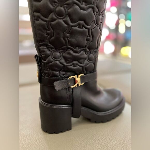 LAST PAIR! Salvatore FERRAGAMO Shiran Gancini Leather Knee-High Boots, $1590 - Picture 8 of 11